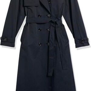 Elegant Black Double-Breasted Trench Coat